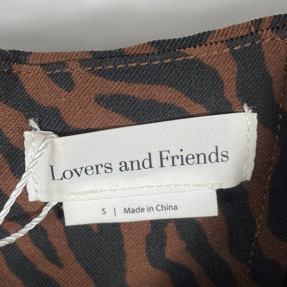 Lovers‎ & Friends Fai Mini Dress Babydoll Tiger Print Brown Black Long Sleeve - Picture 7 of 11